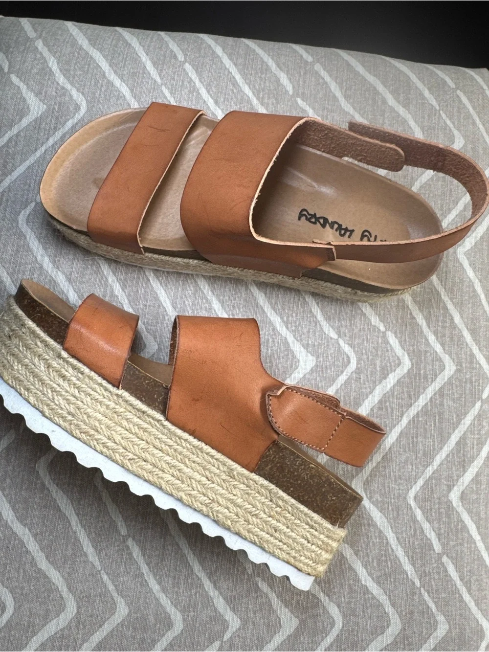Dirty Laundry Tan Double-Strap Platform Espadrille Sandals